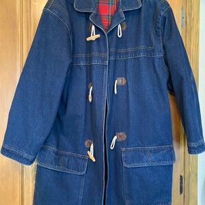 Charter Club Women’s Denim Jacket with Red Plaid Lining